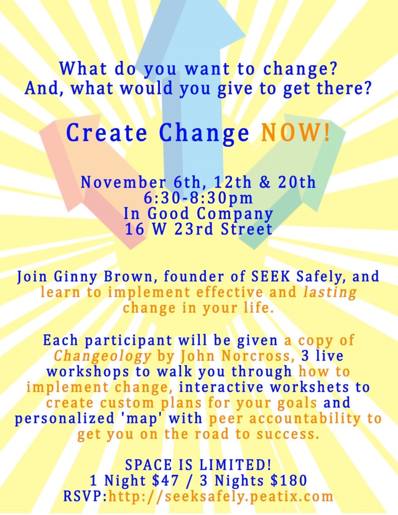 Create Change NOW Seek Safely Workshop